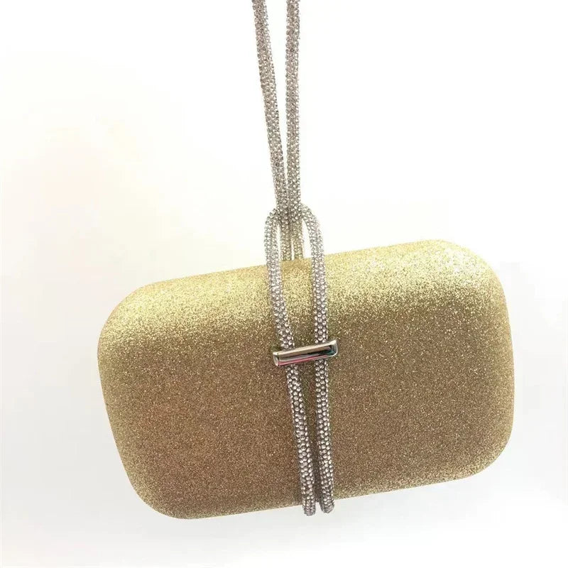 Women’s Handbag Satin Iron Box Evening Bag - Gold / 20cm