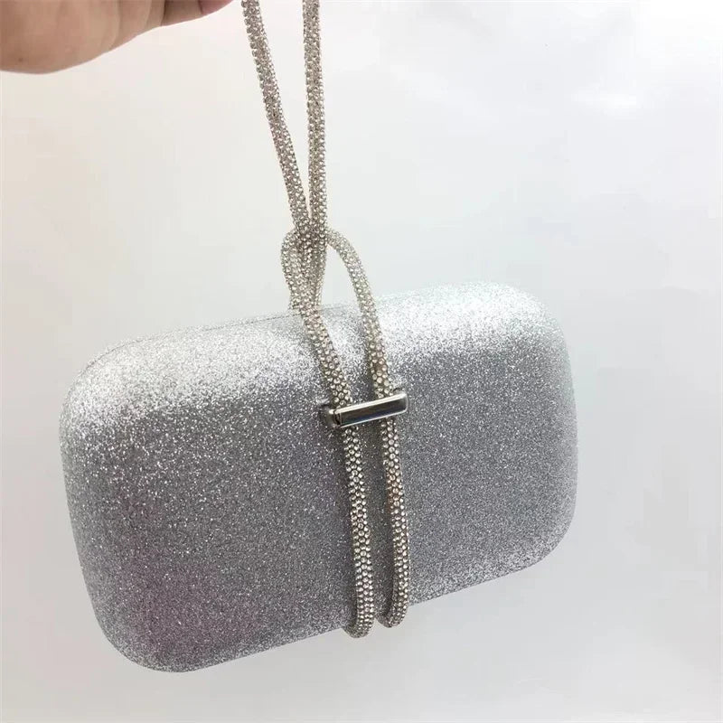 Women’s Handbag Satin Iron Box Evening Bag - Silver / 20cm
