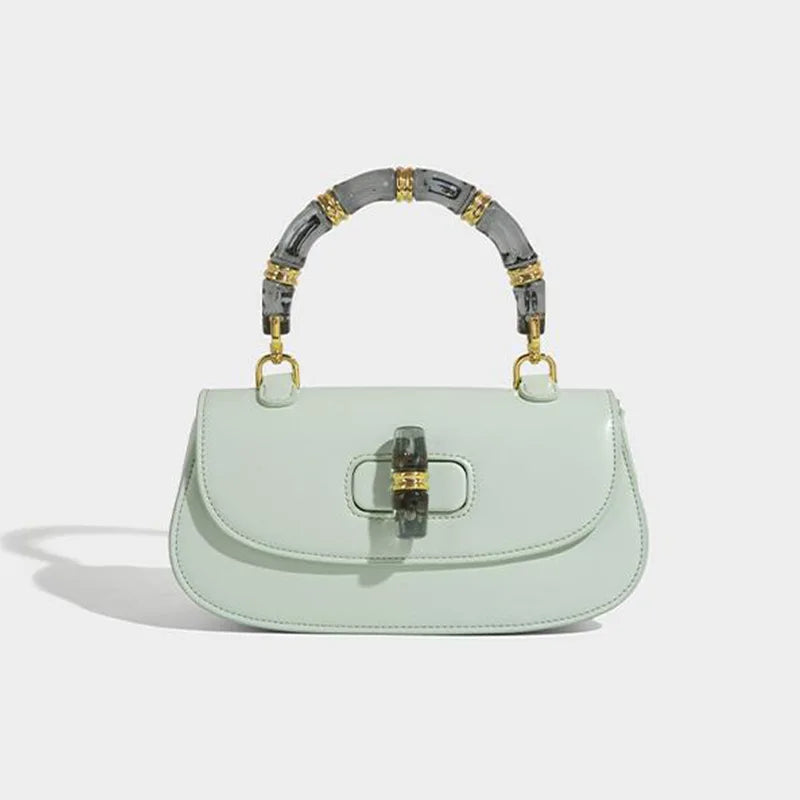 Women’s Handbags Bamboo Handle High-grade Leather - Mint Green