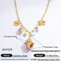 Women’s Handmade Stainless Steel 18K Dold Pearl Necklace - XL31275 / electronic accessories