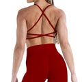 Women’s High Elastic Nylon Cross Bra Underwear - L / Red - Other