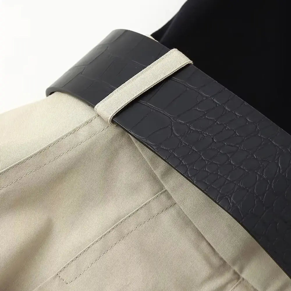 Women’s High Waist Pleated Dress with Belt