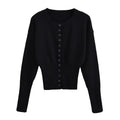 Women’s High Waist Round Neck Single Breasted Cardigan