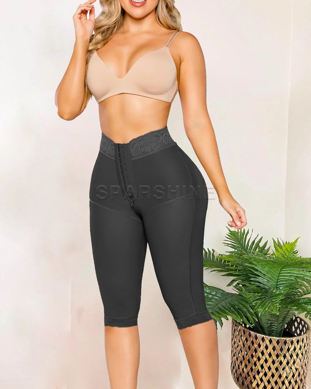 Women’S High Waisted Shaping Midi Pants - Pink / XXXL