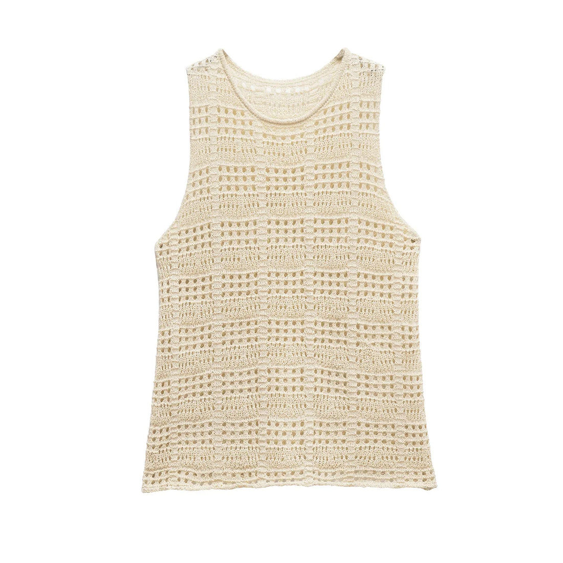 Women’s Hollow Knitted Vest Slim-fit Round Neck Sleeveless
