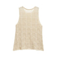 Women’s Hollow Knitted Vest Slim-fit Round Neck Sleeveless - Apricot vest / L