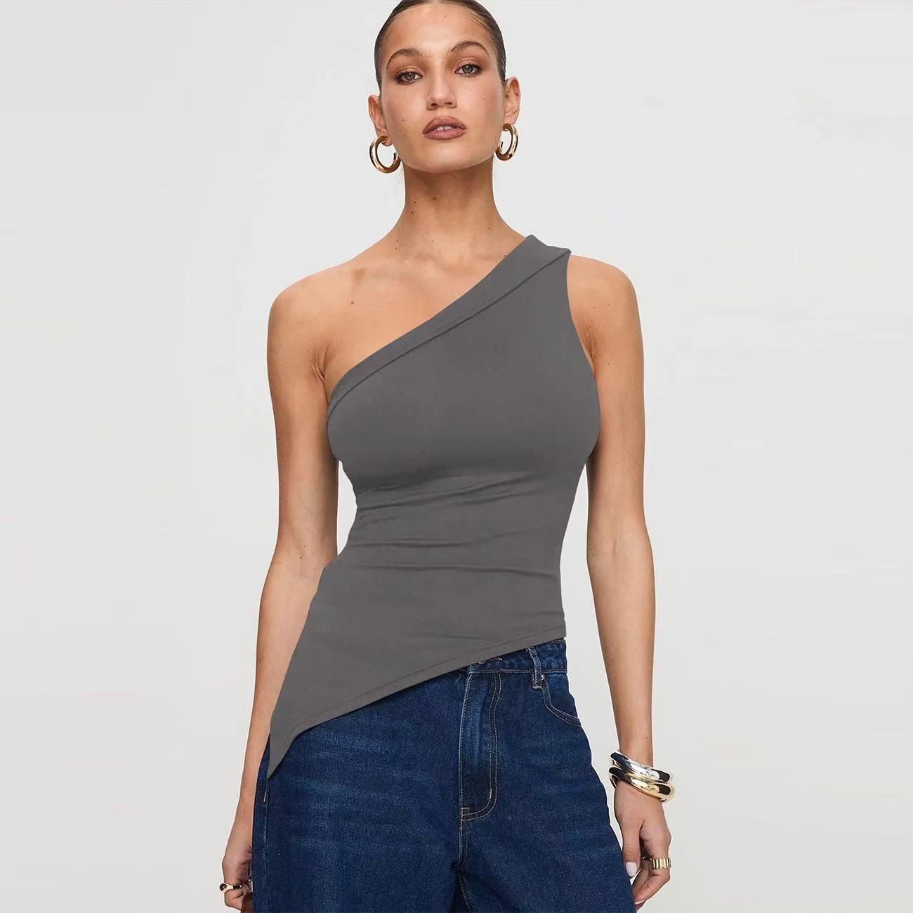 Women’s Irregular Slit Design High-grade Top - Creamy White / L - Other