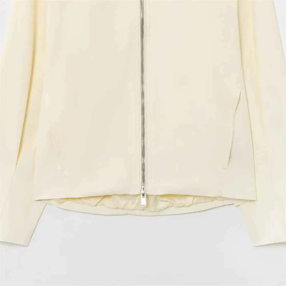 Women's Jacket with Simple and Versatile Zipper Collar Long Sleeve