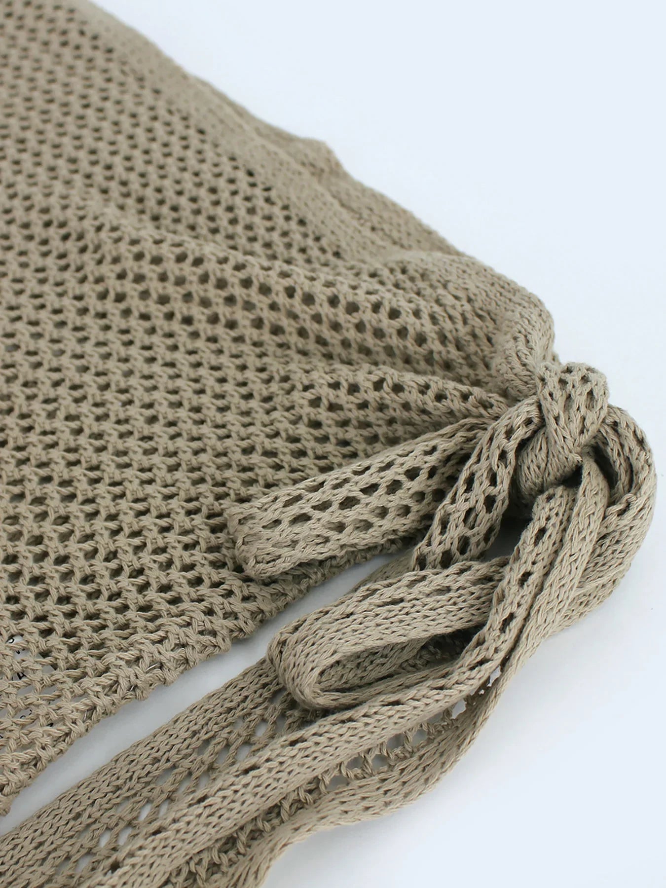 Women’s Knitted Short Skirt with Hollow Straps and Slit Beach Cover Up