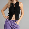 Women’s Knitted Vest Basic Sleeveless Round Neck Top - A / S