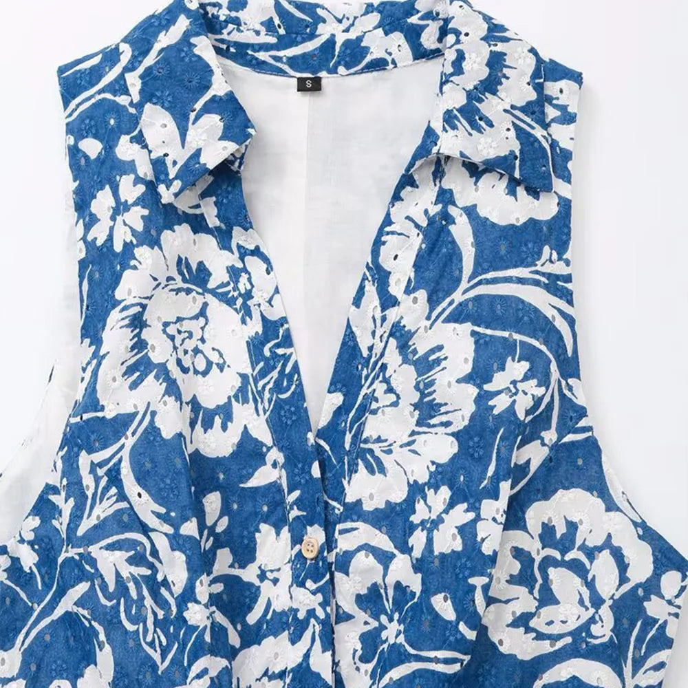 Women’s Lace-up Floral Print Mini Dress