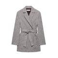 Women’s Lace-up Loose Blazer Shorts Set - Grey coat / XS
