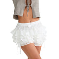 Women’s Layered Ruffle Shorts - WHITE / M