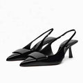 Womens Leather Slippers High Heels