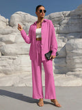 Women’s Long Sleeve Cardigan Two-Piece Set Casual Suit - Glittering Powder / L - electronic accessories
