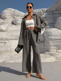 Women’s Long Sleeve Cardigan Two-Piece Set Casual Suit - Gray / L - electronic accessories