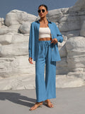 Women’s Long Sleeve Cardigan Two-Piece Set Casual Suit - Sea Blue / L - electronic accessories