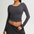 Women’s Long Sleeve Top Yoga Shirts Running T-Shirt - dark gray / XL / CHINA