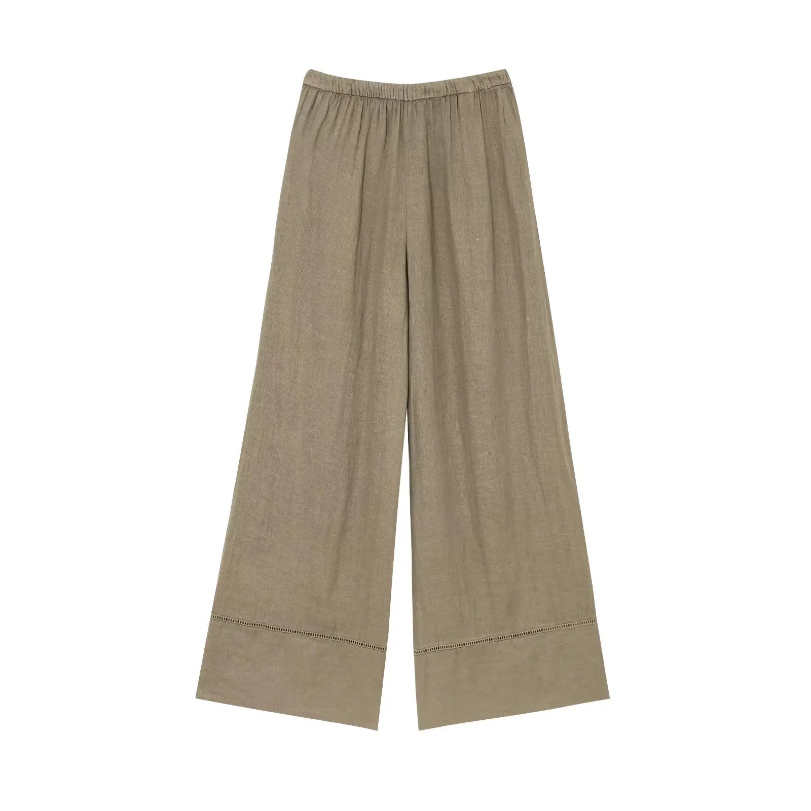 Women’s Long Sleeved V-neck Shirt Mid Waist Wide Leg Pants