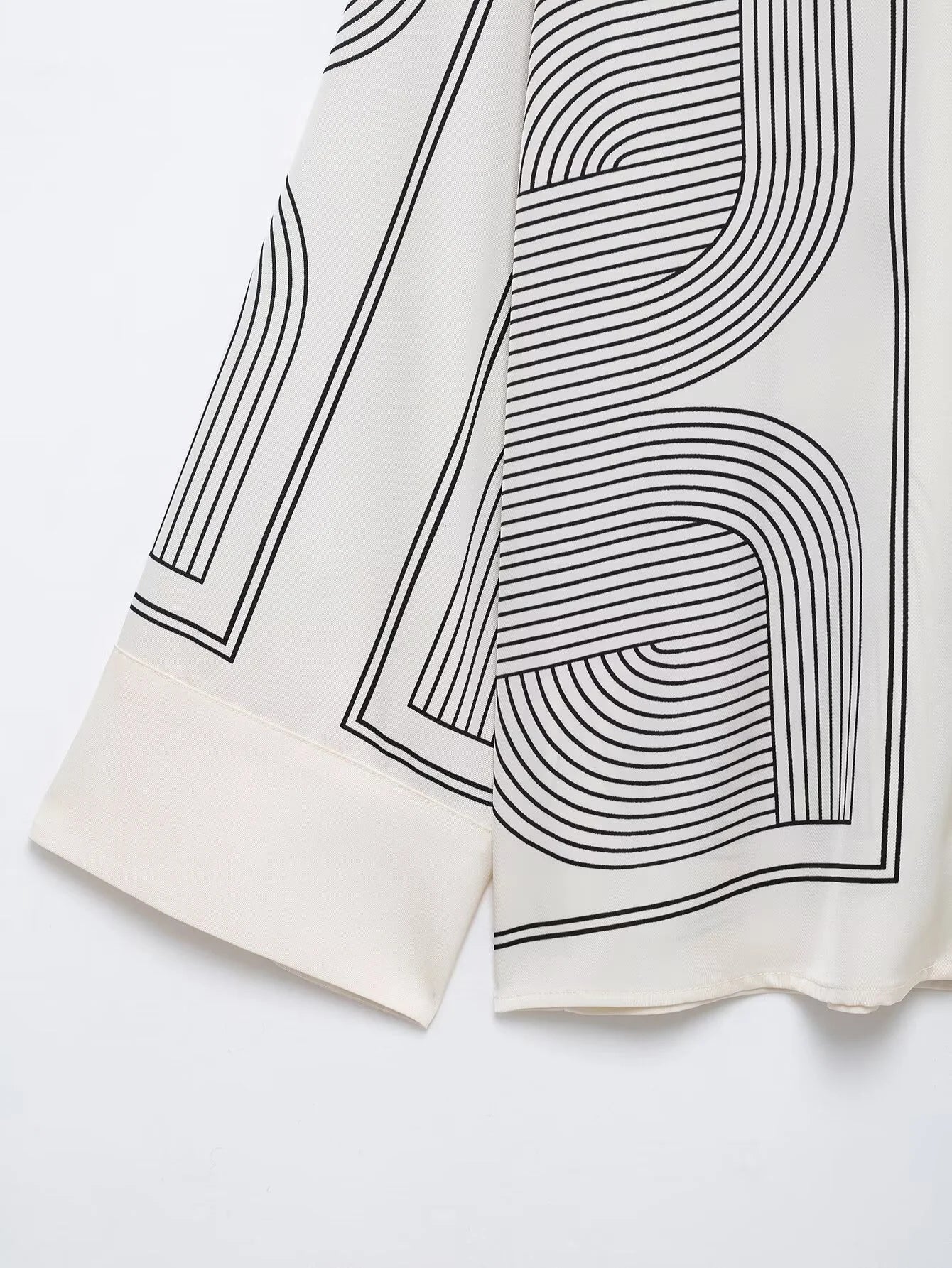 Women’s Loose And Versatile Printed Twill Fabric Shirt High Waisted Pants