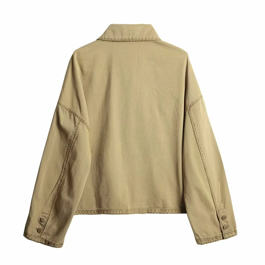 Women’s Loose Casual Polo Collar Long Sleeve Versatile Fashion Shirt Coat - Khaki / L