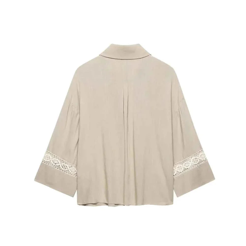 Women's Loose Long Sleeve Collar Casual Shirt Pants Set