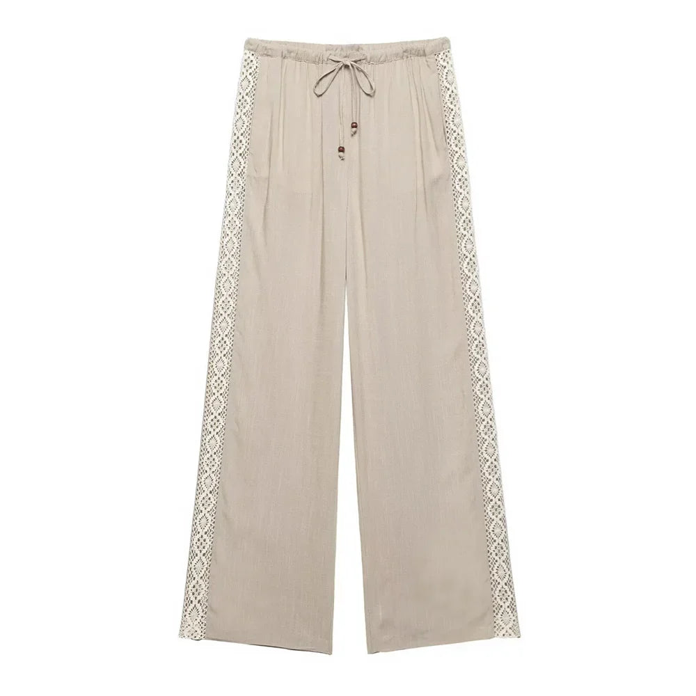 Women’s Loose Long Sleeve Collar Casual Shirt Pants Set - khaki 1 / L