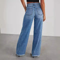 Women’s Loose Wide Leg Side Seam Stitching Frayed Hem Jeans