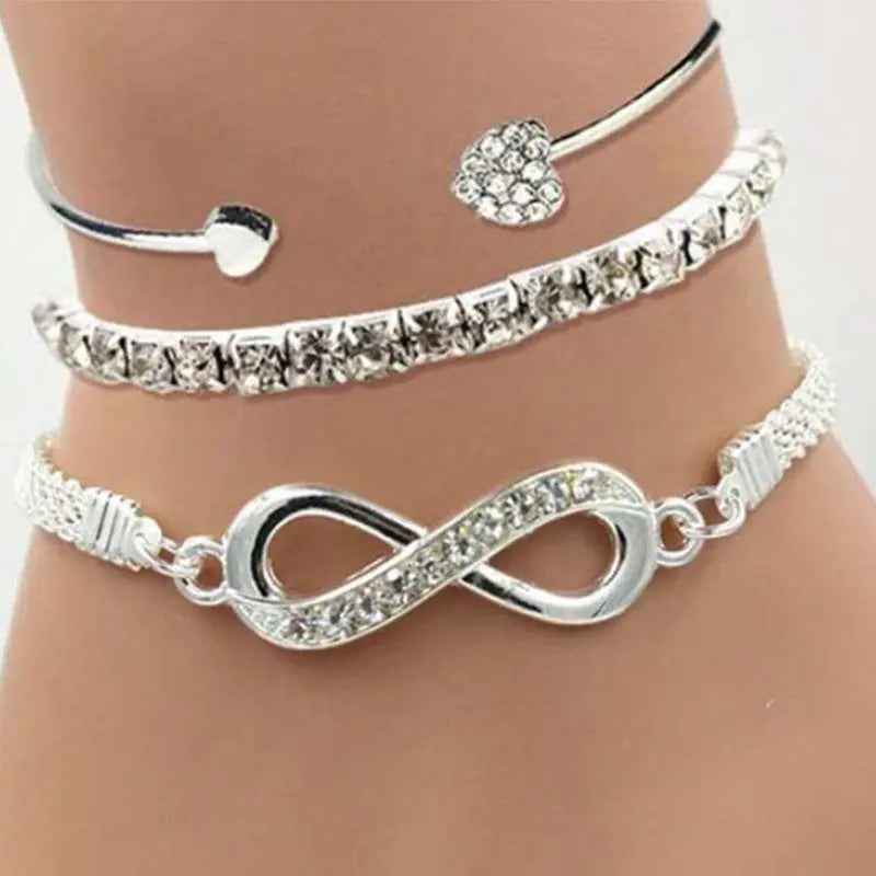 Women’s Loving Heart With Opening Bracelet Creative Retro Simple - Silver - electronic accessories