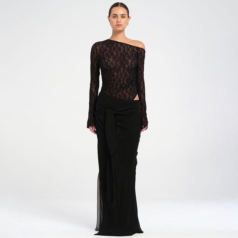 Women’s Mesh One-piece Dress Solid Color - Other