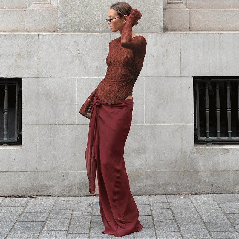 Women’s Mesh One-piece Dress Solid Color - Other