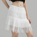 Women’s Mini Skirts Mid-Rise Pleated Lace Skirt