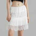 Women’s Mini Skirts Mid-Rise Pleated Lace Skirt