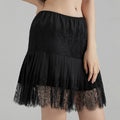 Women’s Mini Skirts Mid-Rise Pleated Lace Skirt