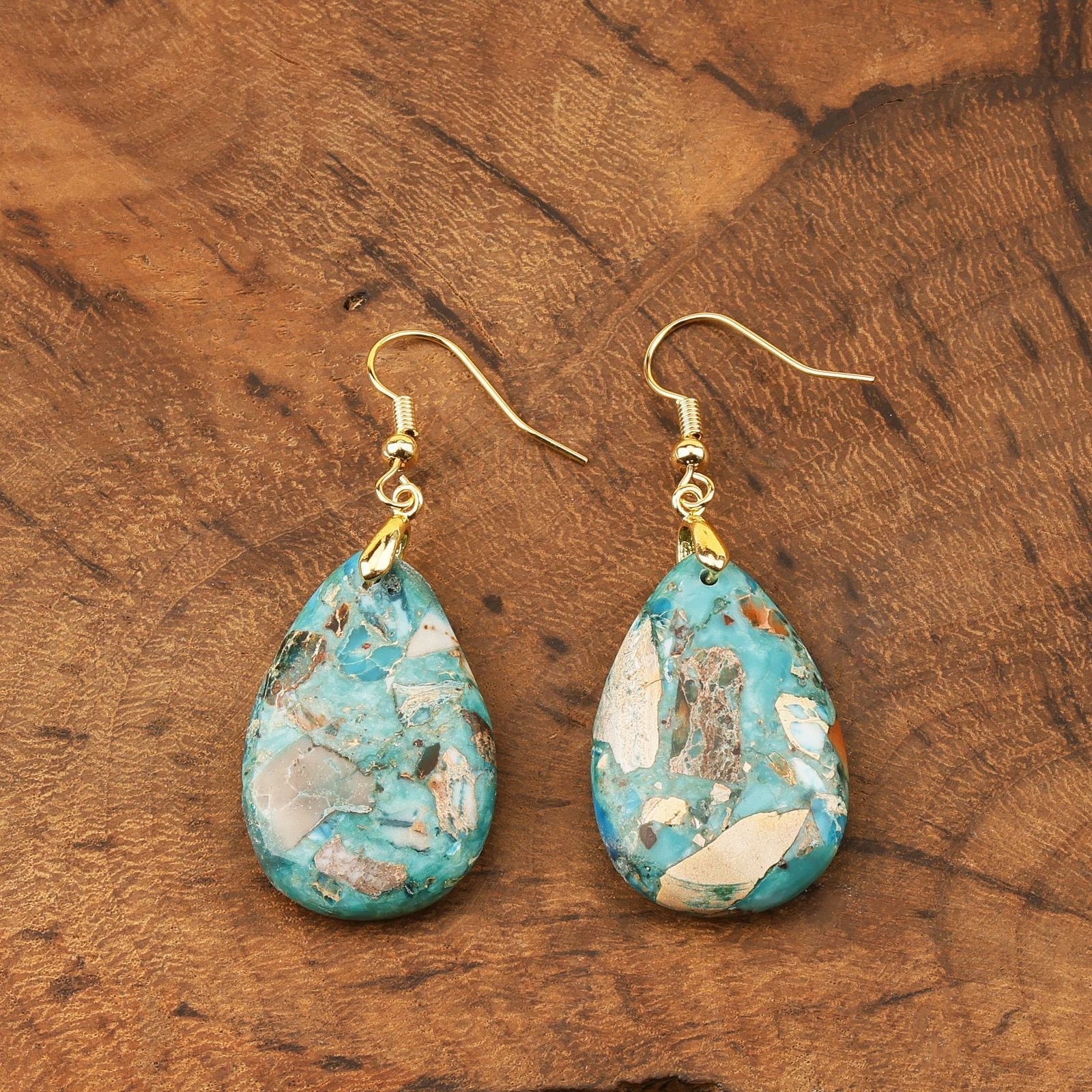 Women’s Natural Stone Simple Earrings - Gold - electronic accessories