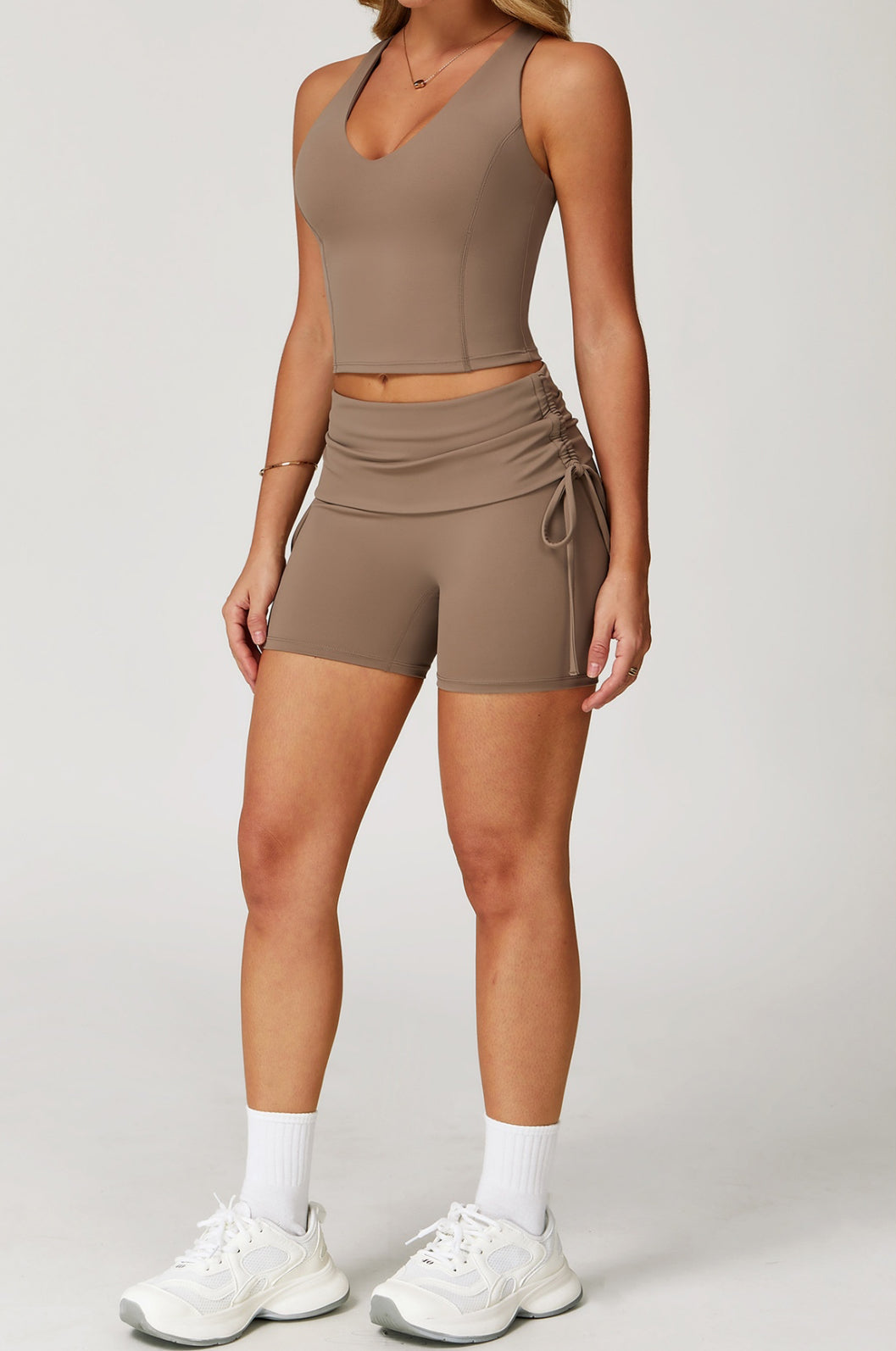 Women’s Nude Feel Tight Yoga Shorts Drawstring - Other