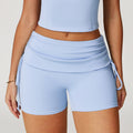 Women’s Nude Feel Tight Yoga Shorts Drawstring - Sky Gray Blue / L - Other