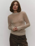 Women’s O-neck Elegant Slim Fit Sweater - khaki / S