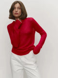 Women’s O-neck Elegant Slim Fit Sweater - Red / S