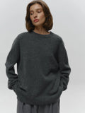 Women’s O-Neck Oversized Sweater - Dark Gray / S