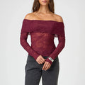 Womens Off Shoulder Sheer Top