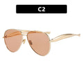 Women’s Oversized Pilot Sunglasses - c2 gold red brown