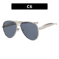 Women’s Oversized Pilot Sunglasses - c6 silver black