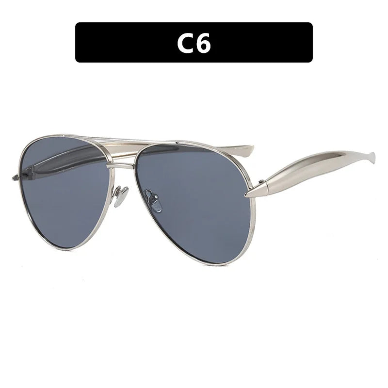 Women’s Oversized Pilot Sunglasses - c6 silver black