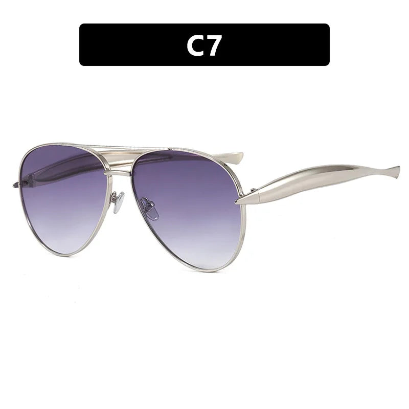 Women’s Oversized Pilot Sunglasses - c7 silver gray
