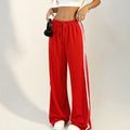 Women’s Pants Streetwear Basic Straight Loose Casual Slim Trousers - Red / S