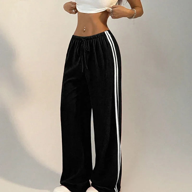 Women’s Pants Streetwear Basic Straight Loose Casual Slim Trousers - Black / M