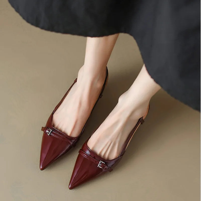 Women’s Patent Leather Slip on Pointed Toe Sandals