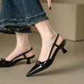 Women’s Patent Leather Slip on Pointed Toe Sandals