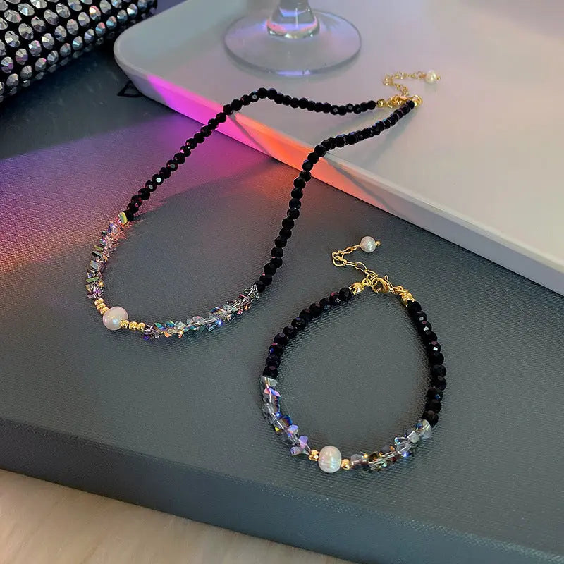 Women’s Pearl Necklace Summer Natural Stone Crystal String Beads Clavicle Chain - electronic accessories